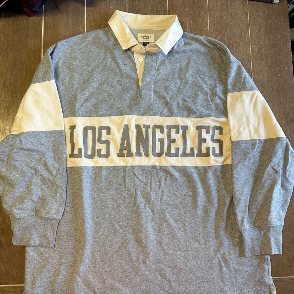 American Eagle Outfitters Oversized Gray Rugby Los Angeles Sweatshirt XL